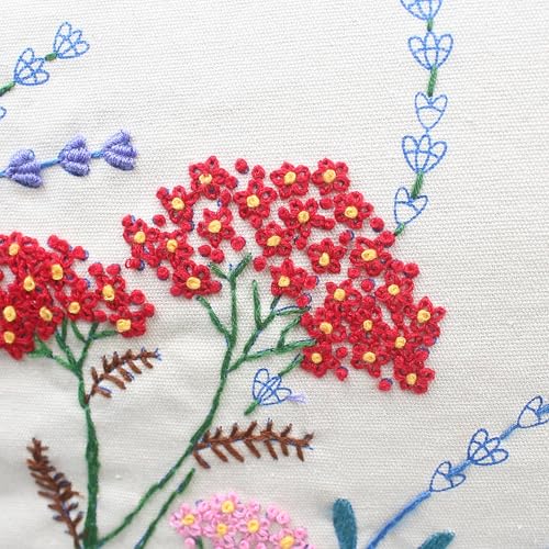 2 Set of Embroidery Pillow Kit Including Pillowcase Cover Cushion Case with Large Drawings and Zipper, Threads, Needles & Instruction Kits for Lace Crewel Craft, No Pillow Core (Lavender)