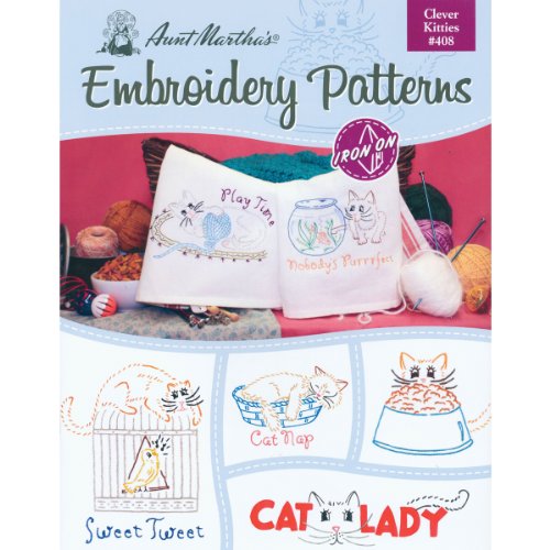 Aunt Martha's Clever Kitties Embroidery Transfer Pattern Book Kit - size: 8.5 x 11 inches, style: Kitties