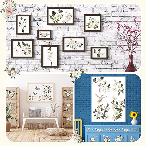 BBTO 12 Sheets Rub on Transfers for Crafts Wood Furniture DIY, 5.5" x 5.7" - style: Michelia Alba