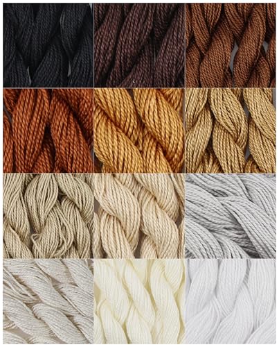 KCS 328 Yards(300 Meters) Mercerized Pearl Cotton Crochet Needlepoint Thread,Size 5, 12 skeins,Mixed Color 04 - color: 12color04, size: 12 skeins