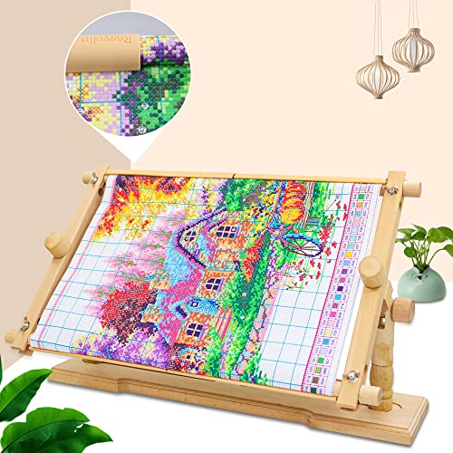 Adjustable Beech Wood Embroidery Stand - Guofa Rotated Cross Stitch Needlepoint Holder, Quilting Tapestry Scroll Hoop Frame for Craft Sewing