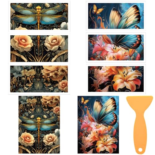 6 Sheets Dragonfly and Butterfly Rub on Transfer for Furniture - style: Dragonflies and Butterflies