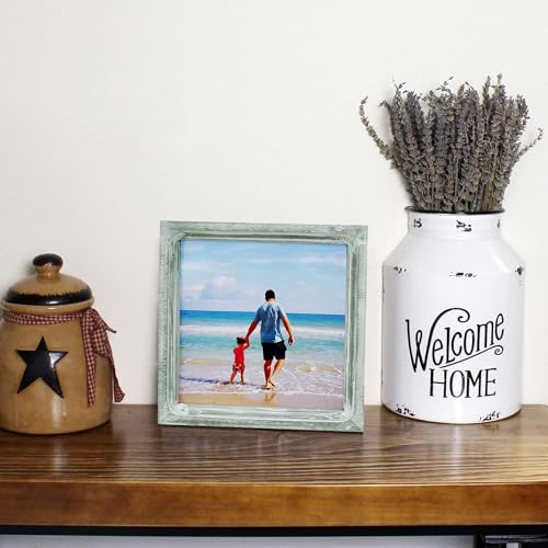 CVHOMEDECO. 8x8 Picture Frame Made of Solid Wood High Definition Glass Rustic Vintage Designs Small Photo Frame for Tabletop Display and Wall Mounting, Distress Grey - color: Distress Grey A, size: 8" X 8"