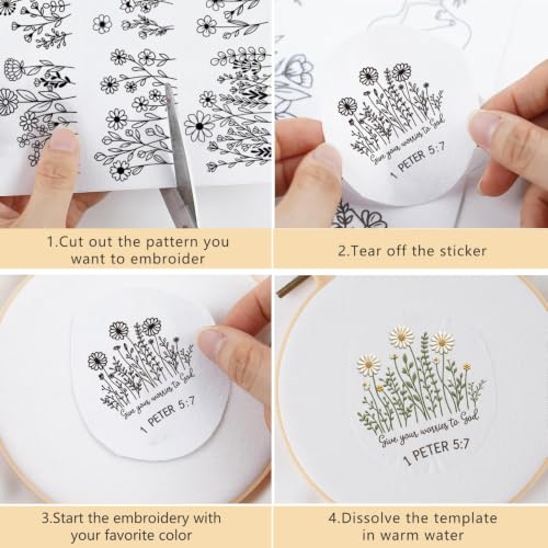 Water Soluble Embroidery Patterns, Bible Verse Stick and Stitch Paper - size: Bible Verse