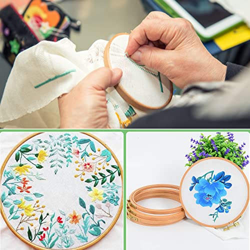 ZOCONE 3 PCS Beech Wood Embroidery Hoops, Wood Circle Hoop Ring Cross Stitch Hoop for Embroidery, Cross Stitch, Needlework, Art Craft Handy Sewing and Christmas Decoration (Size-4", 6", 8") - style: Size-4", 6", 8"