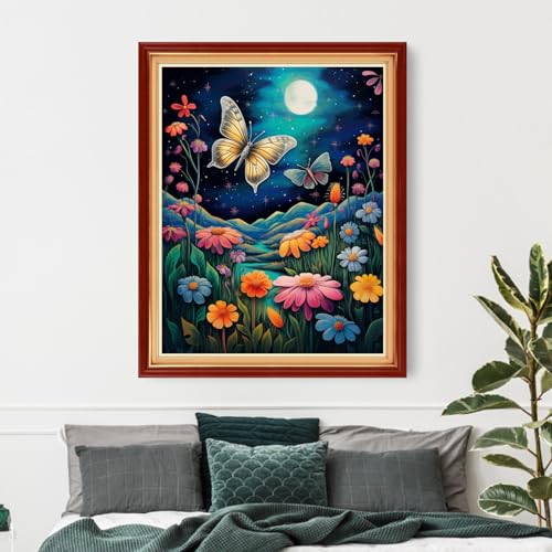 Funxvoot Stamped Cross Stitch Kits Beginners Full Range of Embroidery Kits for Adults 11CT Embroidery Patterns Needlepoint Kits Printed Cross Stitch Kits-Butterfly Night Scenery 16x20 inch - color: Craftsstyle19