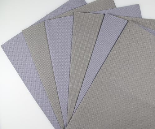 KCS 4/6 pc of 12" x 18"(30cmx45cm) 18CT Counted Cotton Aida Cloth Cross Stitch Fabric (6 pc,Light Steel Grey+Medium Grey) - color: Light Steel Grey+medium Grey, size: 6 pc
