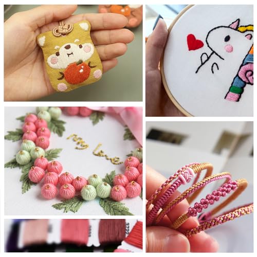 Embroidery Floss Thread Kit 100％ Cotton Floss Bobbins and Cross Stitch Kit Bracelets Floss Crafts Floss (50 Color) - color: 50 Color