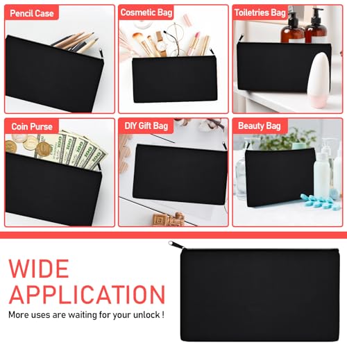 Legigo Blank Canvas Bags Zipper Pouch Makeup Bags Pencil Pouch Bulk - color: Black