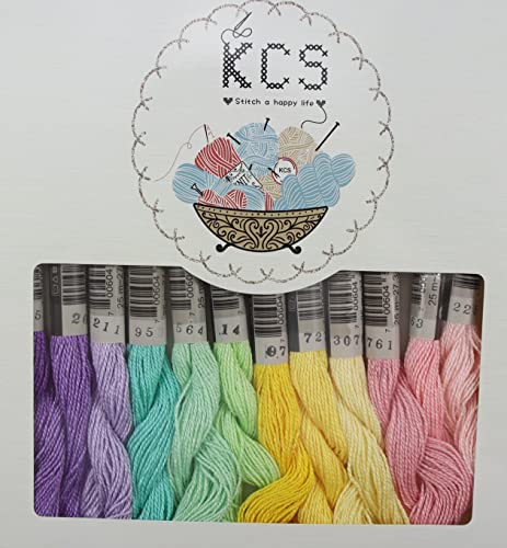 KCS 328 Yards(300 Meters) Mercerized Pearl Cotton Crochet Needlepoint Thread,Size 5, 12 skeins,Mixed Color 10 - color: 12color10, size: 12 skeins