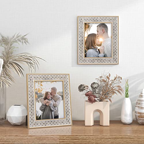 Boho 8x10 Picture Frame Moroccan Photo Frame Set of 2 - color: Boho Cross White, size: 8x10