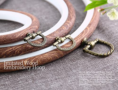 Piutouyar 3 Pcs 3 Sizes Embroidery Hoop Set, Imitated Wood Display Frame - style: 3 Pieces (4"+6.7"+8.4")