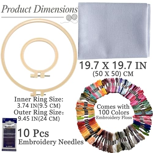 Needlepoint Canvas Kit, 19.7" X 19.7" 14-Mesh Blank Needlepoint Canvas