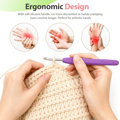 Coopay Crochet Hooks Set with Case,Crochet Hook Kit for Arthritic Hands - color: Crochet Hooks Set with Case