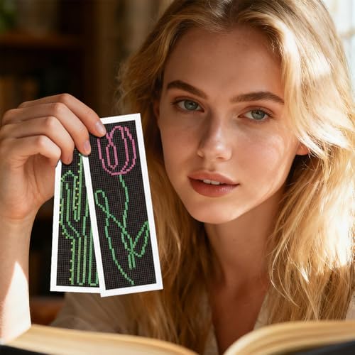 INFUNLY 6pcs Simple Animals Cross Stitch Bookmark Kit for Beginners DIY Abstract Plants Embroidery Bookmark Kits Rabbit Needlepoint Kit with Instruction Easy Cross Stitch Set for Book Lovers Readers - style: Simple Drawings