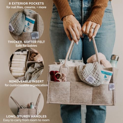 Parker Baby Co. Felt Diaper Caddy Organizer - Large, Oatmeal - color: Oatmeal (Heathered Brown), size: Large