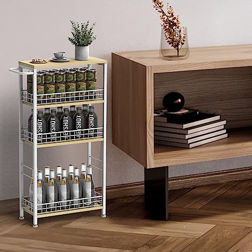 NOVIMANGO Slim Storage Cart White 4 Tier Rolling Cart with Wheels - color: White