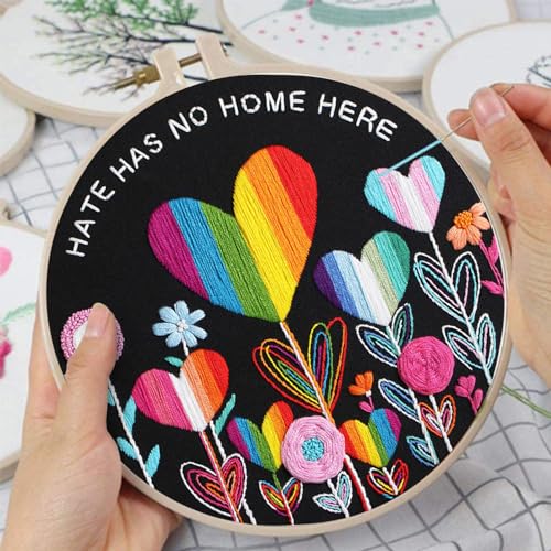 Louise Maelys LGBT Love Embroidery Kit for Beginners, Flower Pattern - color: kit-25