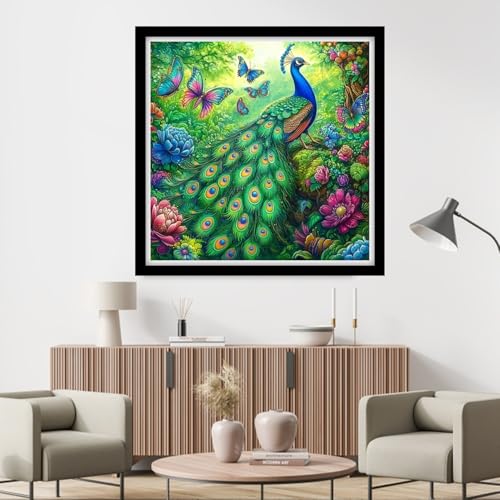 Fanxvivy Counted Cross Stitch Kits for Adults 11CT Unprinted Cross-Stitch Patterns Embroidery Kits Easy Cross Stitching Needlepoint Kits&Blue Peacock Butterfly 18x18 inch - color: DIY-craft15