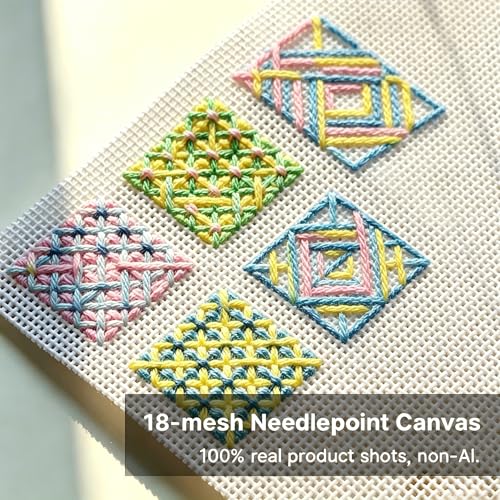 Deluxe Needlepoint Blank Canvas 13/18 Mesh Cotton White Cross Stitch & Embroidery (18 Mesh, 20.1X18.1 in) - color: 18 Mesh, size: 20.1X18.1 IN