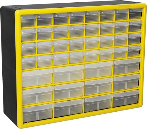 Akro-Mils 44-Drawer Plastic Storage Cabinet, 20"W x 6"D x 16"H, Yellow - color: Yellow, size: 44 Drawer, style: 1 Pack