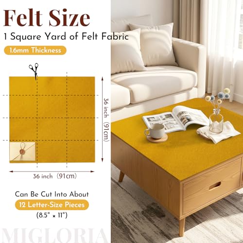 Large Felt Fabric Sheet 36 x 36 Inch, 1.6mm Thick (Gold) - color: Gold