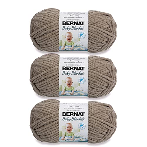 Bernat Baby Blanket Baby Sand Yarn - 3 Pack of 100g/3.5oz - Polyester - 6 Super Bulky - 72 Yards - Knitting/Crochet - color: Baby Sand, size: 3 Pack, style: Baby Blanket