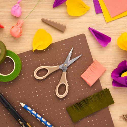 Beaditive Precision Craft Scissors - Ultra Sharp Stainless Steel Blades & Non-Slip TPR Handles - Adult & Kid Scrapbooking Scissors With Safety Cap For Home, Office, School (Milk Tea) - style: Milk Tea