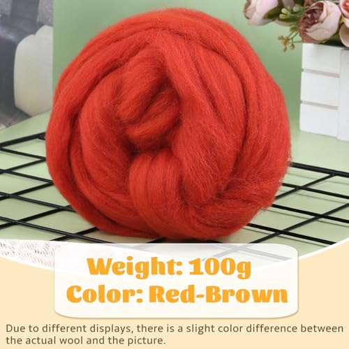 3.53oz Needle Felting Wool Roving for Needle Felting Dark Red Felting Wool - color: dark red