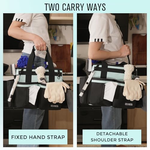 SCAVATA Compact Wearable Cleaning Caddy with Handle & Shoulder Straps - color: BabyBlue