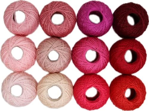 KCS Mercerized Pearl Cotton Thread Size 8 Crochet Needlework Embroidery Threads Ball (12, 12balls07) - color: 12balls07