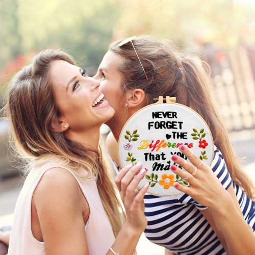 Haootadiy Beginner Embroidery Kit for Adults, Easy Cross Stitch Kit for Beginners and Adults, Full Embroidery Hoop Kit with Needles and Thread Included (Pattern 2) - color: Pattern 2