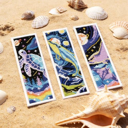 ORIGACH 6 Set Cosmic Ocean Cross Stitch Bookmark Kit for Beginner - style: Cosmic Ocean