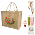 SNAIL GARDEN Linen Tote Bag DIY Embroidery Kit for Beginners with Scarf, Printed Cross Stitch Craft Kit with Thread, Needle & Guide – Reusable Grocery Bag for Women