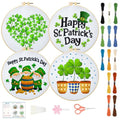 BEUNITONE 4 Set Lucky Clover Pattern Embroidery Kit for Adult Beginners - style: B-Lucky Clover