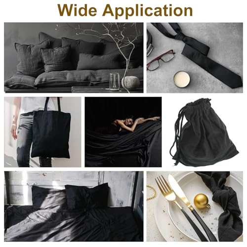 3 Yards Black Cotton Fabric by the Yard Fabrics,59 Inches Wide Medium Weight 100% Natural Cotton Fabrics,Bleached Muslin Fabric for Sewing Clothing Crafts Material - color: Black, size: 3 yard