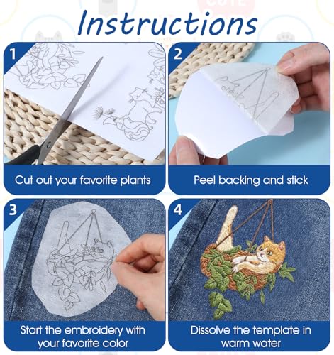 30 X 23 Cm Water Soluble Embroidery Patterns, Embroidery Patterns 24 Sheets