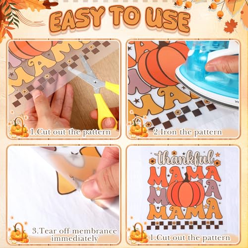 Fainne 12 Sheets Iron on Transfers, Fall Flower Decals - style: Fall