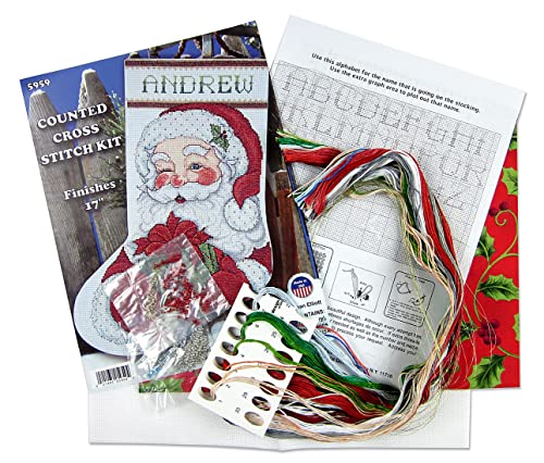 Design Works Crafts Winking Santa Counted Cross Stitch Stocking Kit