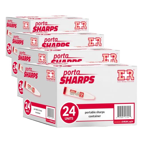 Ever Ready First Aid Porta Sharps Transportable Sharps Container with Locking Mechanism - 24 Count (Pack of 4) - size: 24 Count (Pack of 4)