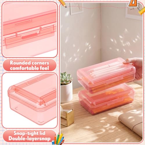 Blulu 6 Pack Double Layer Pencil Boxes Large Capacity,Pink - color: Pink