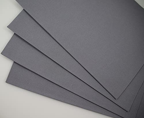 KCS 4/6 pc of 12" x 18" 18CT Counted Cotton Aida Cloth Cross Stitch Fabric (4 pc, Light Steel Grey) - color: Light Steel Grey, size: 4 pc