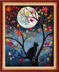 Artvxeay Stamped Cross Stitch Kits Beginners Full Range of Embroidery Starter Kits for Adults Printed Cross Stitching DIY Needlepoint Kit 11CT- Cat Admiring the Moon 16x20 inch - color: Color57