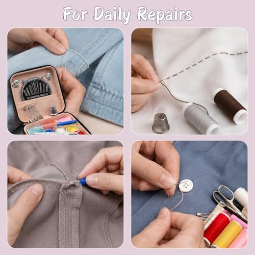 56-Piece Portable Travel Sewing Kit - Compact Emergency Sewing Kit Box with Zipper Fix Tools - Small Sewing Supplies and Accessories for Home Use & Quick Stitch Solutions - color: Black