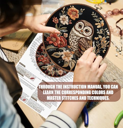 GOLDEN SMILE Owl Embroidery Kit for Adults Beginners