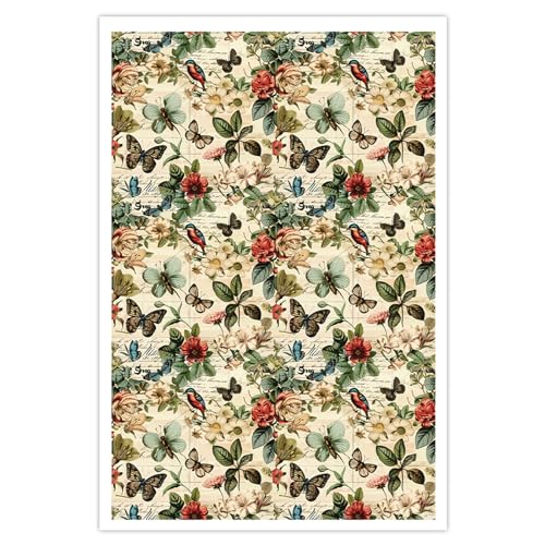 Briartw 10 Sheets Polymer Clay Transfer Paper - Vintage Botanical Pattern - Per Sheet 5.82 x 3.93 inch - Water-Soluble Transfer Sheets Disposable Stickers for DIY Clay Jewelry Earrings Making