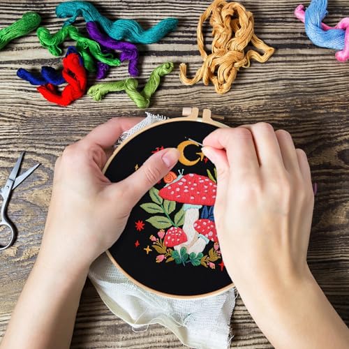 Nuberlic Mushroom Embroidery Kits for Beginner Adults - color: Kit 3