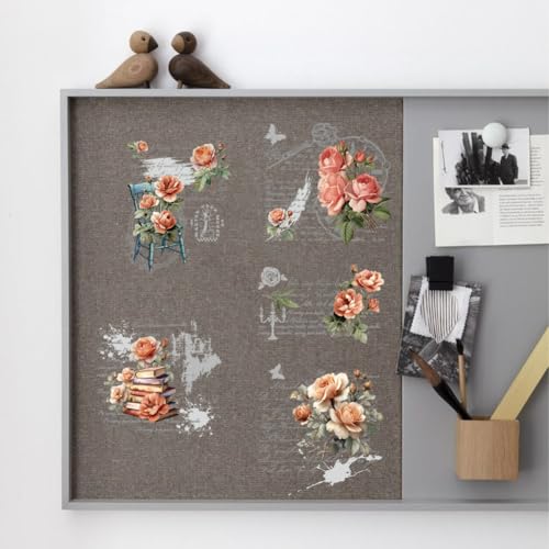 3 Sheet Vintage Rose Rub on Transfer for Furniture and Crafts 11.8 x 5.9 Inches Retro Flowers Rub on Transfer for Wood Glass Porcelain Home Office Craft Decor Butterfly Furniture Decals - style: Style 9- Retro French