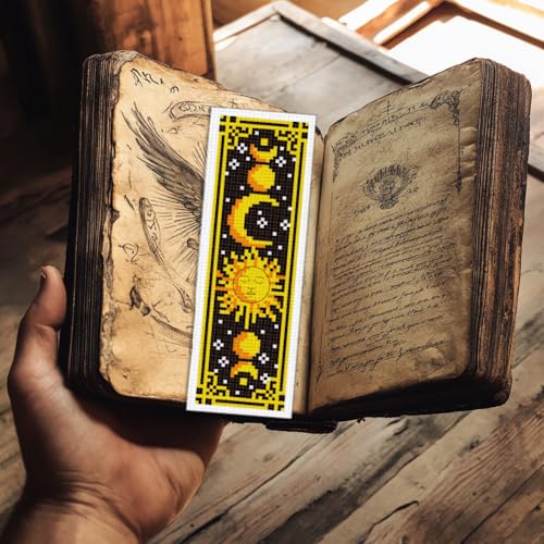 INFUNLY 6pcs Divination Cross Stitch Bookmark Kits Evil Eye DIY Cross Stitch Kit for Beginners with Instruction Sun and Moon Astrology Stamped Embroidery Bookmark Kit for Book Lovers Reader - style: Divination