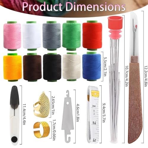 Hand Sewing Kit with 25 Big Eye Sewing Needles, 43 PCS Portable Sewing Supplies with Thread, Seam Ripper, Needle Threaders, Thimbles, Scissors & Tape Measure for Repair and DIY Craft